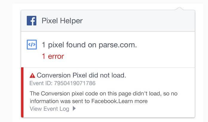 Facebook pixel helper google chrome extension